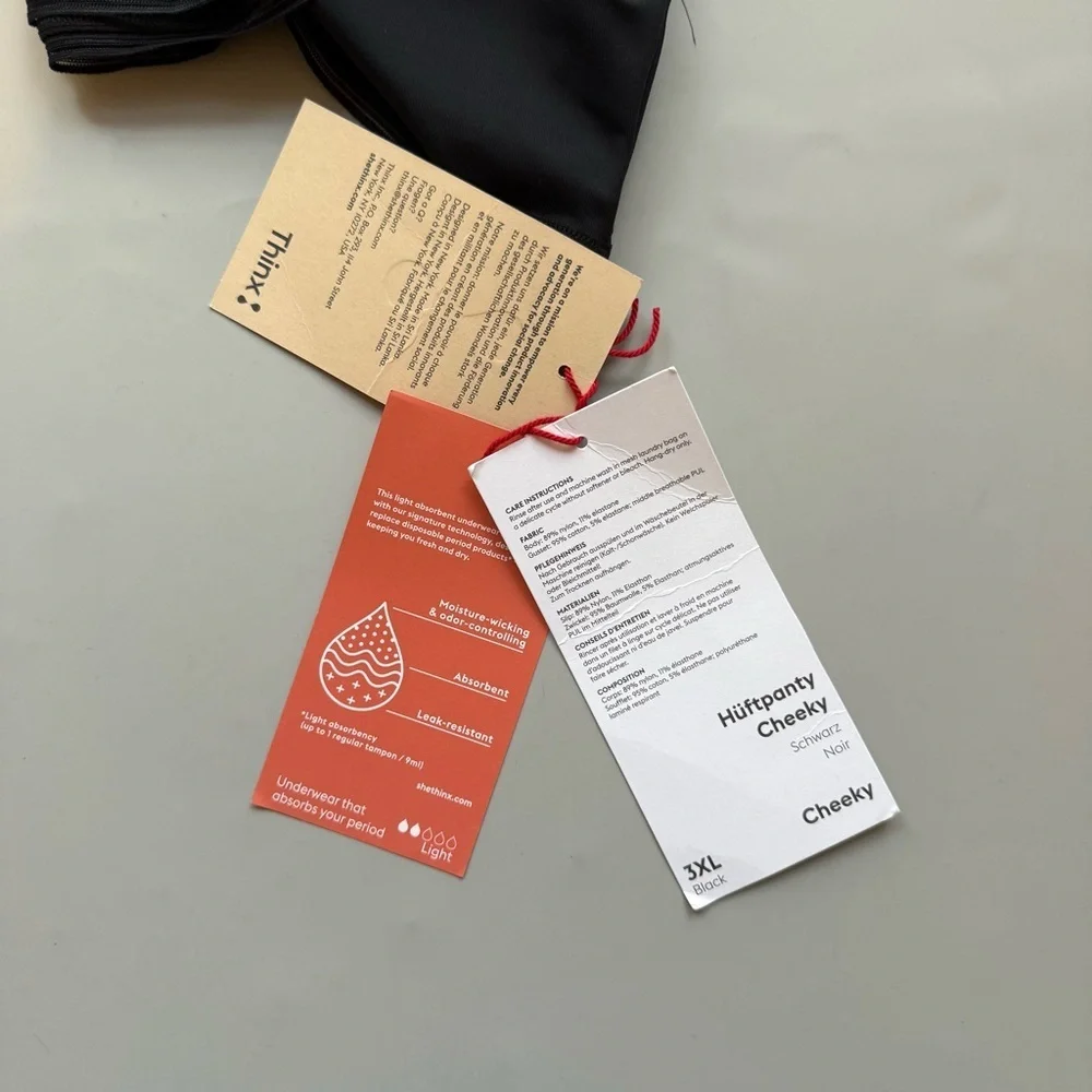 Thinx Cheeky Period Underwear Pantie Black 3XL Light Absorbency NWT - Picture 5 of 5